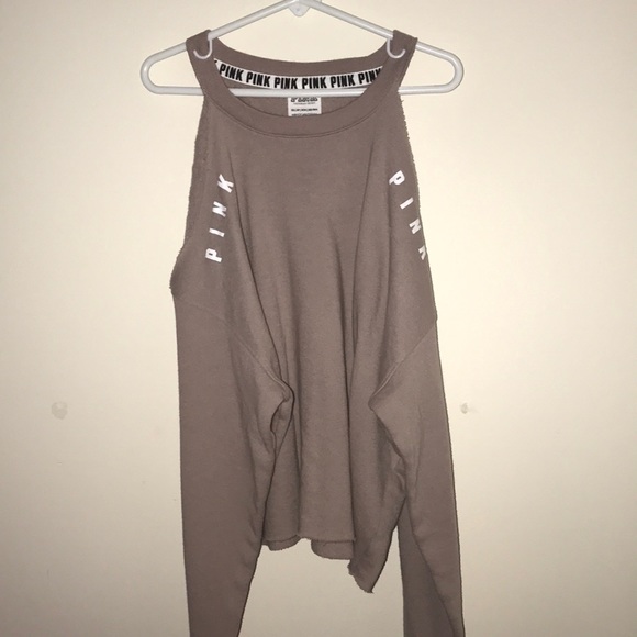 PINK taupe cutout shoulder top - Picture 2 of 3